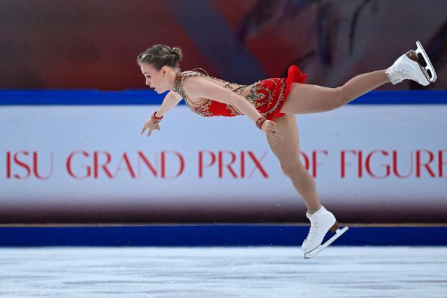 TOPSHOT - Georgia’s Anastasiia Gubanova competes in the women’s Short Program during the ISU figure skating Grand Prix Cup of China 2025 in Chongqing, in southwest China on October 24, 2025. (Photo by WANG Zhao / AFP)