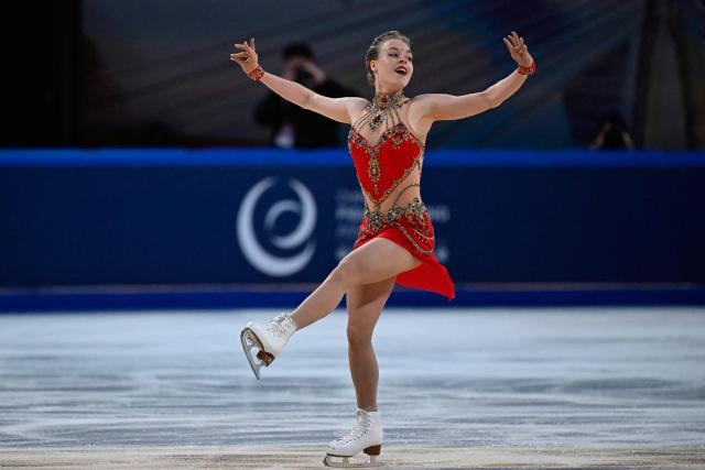 Georgia’s Anastasiia Gubanova competes in the women’s Short Program during the ISU figure skating Grand Prix Cup of China 2025 in Chongqing, in southwest China on October 24, 2025. (Photo by WANG Zhao / AFP)