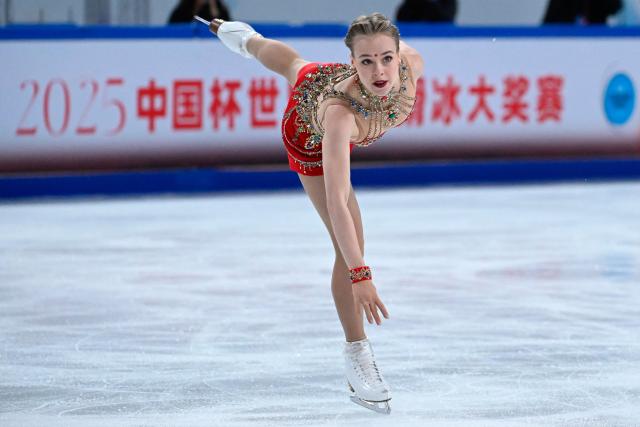 Georgia’s Anastasiia Gubanova competes in the women’s Short Program during the ISU figure skating Grand Prix Cup of China 2025 in Chongqing, in southwest China on October 24, 2025. (Photo by WANG Zhao / AFP)