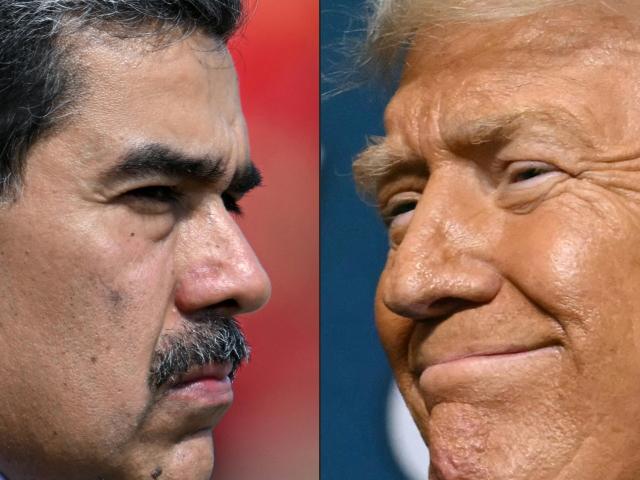 (FILES) (COMBO) This combination of pictures created on August 08, 2025 shows Venezuela's President Nicolas Maduro (L) in Caracas on January 10, 2025, and US President Donald Trump (R) in Pittsburgh, Pennsylvania on July 15, 2025. Venezuela's President Nicolas Maduro asserted on October 24, 2025, that the United States was "fabricating a war" as Washington sent an aircraft carrier to the Caribbean, increasing a military deployment there. (Photo by Juan BARRETO and ANDREW CABALLERO-REYNOLDS / AFP)