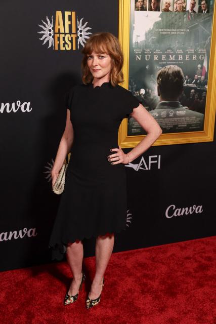 US actress Wrenn Schmidt attends the AFI premiere of "Nuremberg"  at the TCL Chinese Theatre in Hollywood, California on October 24, 2025. (Photo by Patrick T. Fallon / AFP)