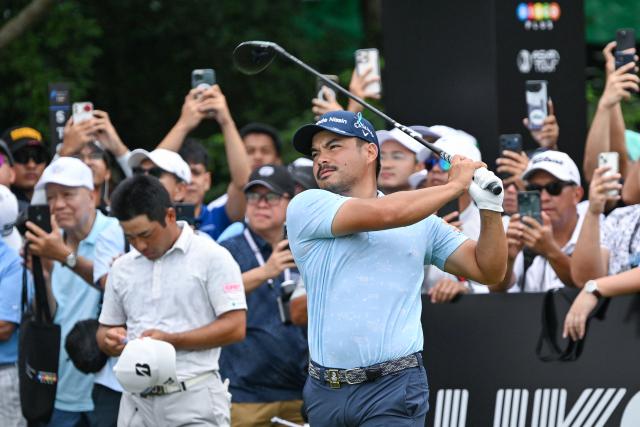 Philippines' Miguel Tabuena tees off on hole 1 during the round 3 of the International Series Philippines golf tournament at Sta. Elena Golf Club in Santa Rosa, Laguna province on October 25, 2025.  (Photo by Ted ALJIBE / AFP)