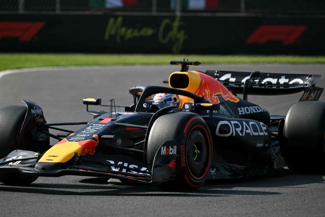 Red Bull Racing's Dutch driver Max Verstappen drives during the qualifying session of the Mexico City Formula One Grand Prix at the Hermanos Rodriguez racetrack in Mexico City on October 25, 2025. (Photo by Yuri CORTEZ / AFP)