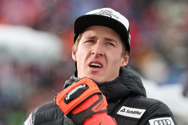 Austria's Raphael Haaser reacts after the men's giant slalom event of the FIS Alpine Skiing World Cup in Soelden, Austria on October 26, 2025. (Photo by Johann GRODER / various sources / AFP) / Austria OUT