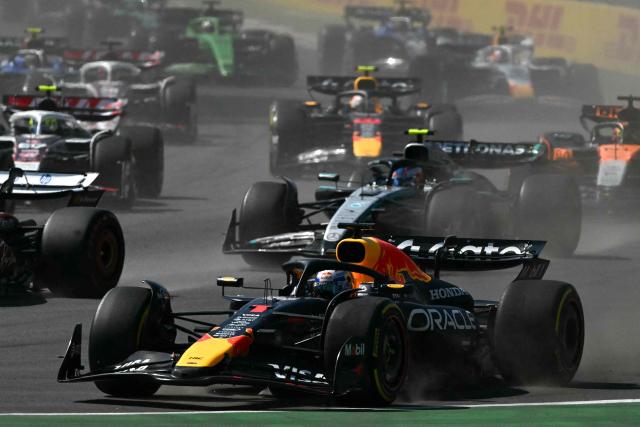 Red Bull Racing's Dutch driver Max Verstappen races during the Mexico City Formula One Grand Prix at the Hermanos Rodriguez racetrack in Mexico City on October 26, 2025. (Photo by Carl DE SOUZA / AFP)