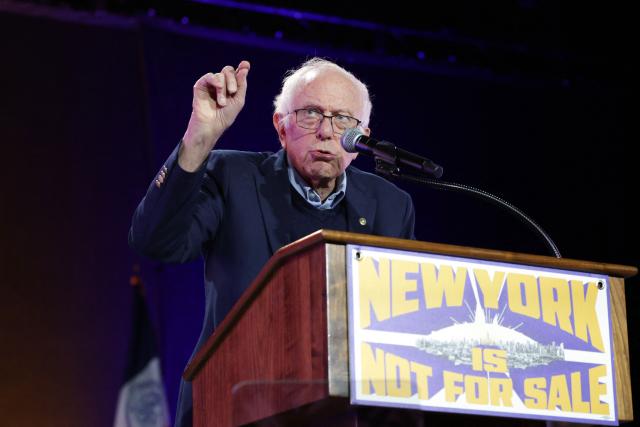 US Senator Bernie Sanders (I-VT) speaks on stage during a campaign rally for New York City mayoral candidate Zohran Mamdani at Forest Hills Stadium in the Queens borough of New York City on October 26, 2025. New Yorkers will cast their votes for mayor on November 4, 2025. Mamdani, the Democratic candidate, is the current frontrunner ahead of former New York Governor and independent candidate Andrew Cuomo and Republican candidate Curtis Sliwa. (Photo by ANGELA WEISS / AFP)