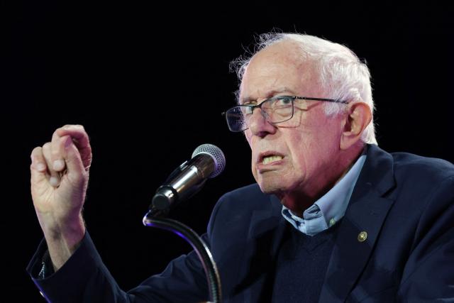 US Senator Bernie Sanders (I-VT) speaks on stage during a campaign rally for New York City mayoral candidate Zohran Mamdani at Forest Hills Stadium in the Queens borough of New York City on October 26, 2025. New Yorkers will cast their votes for mayor on November 4, 2025. Mamdani, the Democratic candidate, is the current frontrunner ahead of former New York Governor and independent candidate Andrew Cuomo and Republican candidate Curtis Sliwa. (Photo by ANGELA WEISS / AFP)