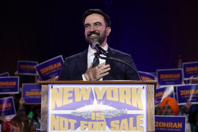New York City mayoral candidate Zohran Mamdani speaks during a campaign rally at Forest Hills Stadium in the Queens borough of New York City on October 26, 2025. New Yorkers will cast their votes for mayor on November 4, 2025. Mamdani, the Democratic candidate, is the current frontrunner ahead of former New York Governor and independent candidate Andrew Cuomo and Republican candidate Curtis Sliwa. (Photo by ANGELA WEISS / AFP)