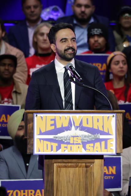 New York City mayoral candidate Zohran Mamdani speaks during a campaign rally at Forest Hills Stadium in the Queens borough of New York City on October 26, 2025. New Yorkers will cast their votes for mayor on November 4, 2025. Mamdani, the Democratic candidate, is the current frontrunner ahead of former New York Governor and independent candidate Andrew Cuomo and Republican candidate Curtis Sliwa. (Photo by ANGELA WEISS / AFP)