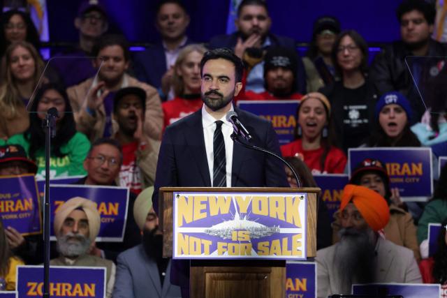 New York City mayoral candidate Zohran Mamdani speaks during a campaign rally at Forest Hills Stadium in the Queens borough of New York City on October 26, 2025. New Yorkers will cast their votes for mayor on November 4, 2025. Mamdani, the Democratic candidate, is the current frontrunner ahead of former New York Governor and independent candidate Andrew Cuomo and Republican candidate Curtis Sliwa. (Photo by ANGELA WEISS / AFP)