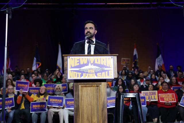 New York City mayoral candidate Zohran Mamdani speaks during a campaign rally at Forest Hills Stadium in the Queens borough of New York City on October 26, 2025. New Yorkers will cast their votes for mayor on November 4, 2025. Mamdani, the Democratic candidate, is the current frontrunner ahead of former New York Governor and independent candidate Andrew Cuomo and Republican candidate Curtis Sliwa. (Photo by ANGELA WEISS / AFP)
