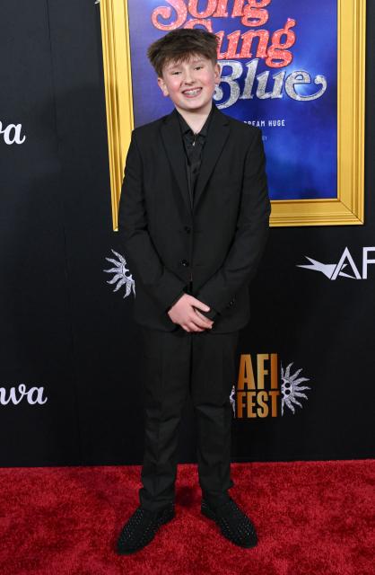 US actor Hudson Hensley attends the world premiere of Focus Features’ "Song Sung Blue" during the AFI Fest at the TCL Chinese Theatre in Hollywood, California on October 26, 2025. (Photo by LISA O'CONNOR / AFP)