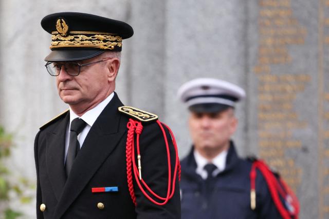 New Paris Police Prefect Patrice Faure arrives during his installation ceremony in Paris, on October 27, 2025. (Photo by Thomas SAMSON / AFP)