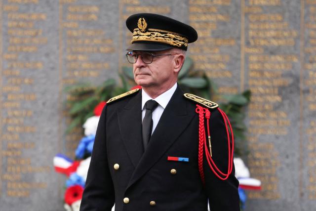 New Paris Police Prefect Patrice Faure arrives during his installation ceremony in Paris, on October 27, 2025. (Photo by Thomas SAMSON / AFP)