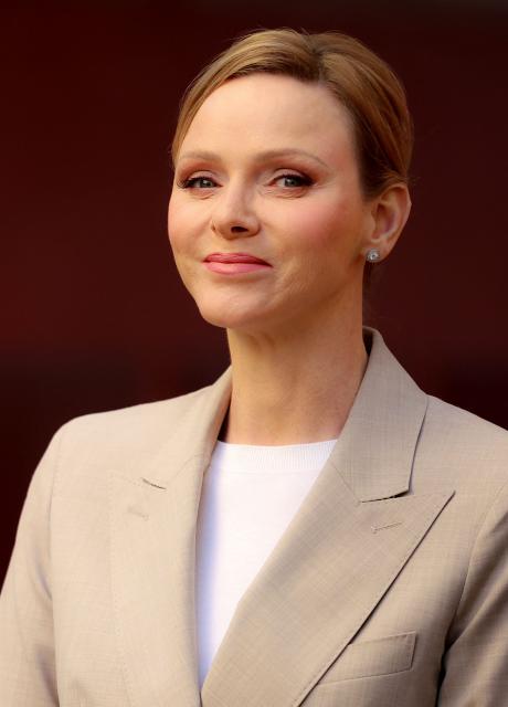 Princess Charlene of Monaco attends the presentation ot the canine brigade in The Principality of Monaco on October 27, 2025. The princess is the initiator of the creation of the canine brigade and she is president of SPA Monaco (Societe Protectrice des animaux). (Photo by Valery HACHE / AFP) / NO TABLOIDS WEB & PRINT, NO DAILY MAIL, NO DAILY MAIL GROUP, NO VOICI, NO CLOSER