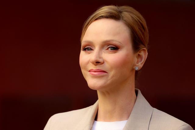 Princess Charlene of Monaco attends the presentation ot the canine brigade in The Principality of Monaco on October 27, 2025. The princess is the initiator of the creation of the canine brigade and she is president of SPA Monaco (Societe Protectrice des animaux). (Photo by Valery HACHE / AFP) / NO TABLOIDS WEB & PRINT, NO DAILY MAIL, NO DAILY MAIL GROUP, NO VOICI, NO CLOSER