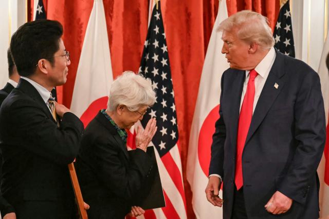 Family members of Japanese citizens abducted by North Korea meet with US President Donald Trump at the Akasaka State Guest House in Tokyo on October 28, 2025. (Photo by ANDREW CABALLERO-REYNOLDS / AFP)