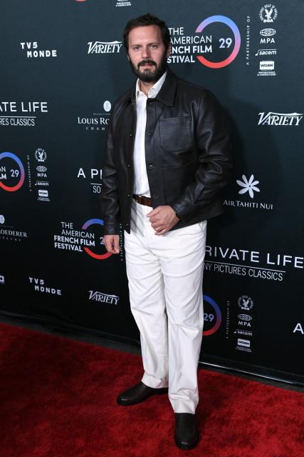 French actor Hugo Becker attends the premiere of "A Private Life" on the opening night of The American French Film Festival (TAFFF) at the DGA Theater in Los Angeles, California on October 28, 2025. (Photo by Unique Nicole / AFP)