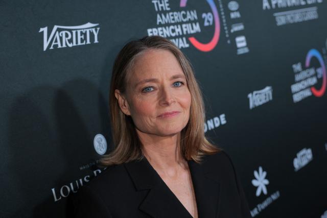 US actress Jodie Foster attends the premiere of her movie "A Private Life" on the opening night of The American French Film Festival (TAFFF) at the DGA Theater in Los Angeles, California on October 28, 2025. (Photo by Etienne LAURENT / AFP)
