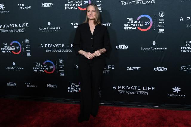 US actress Jodie Foster attends the premiere of her movie "A Private Life" on the opening night of The American French Film Festival (TAFFF) at the DGA Theater in Los Angeles, California on October 28, 2025. (Photo by Unique Nicole / AFP)