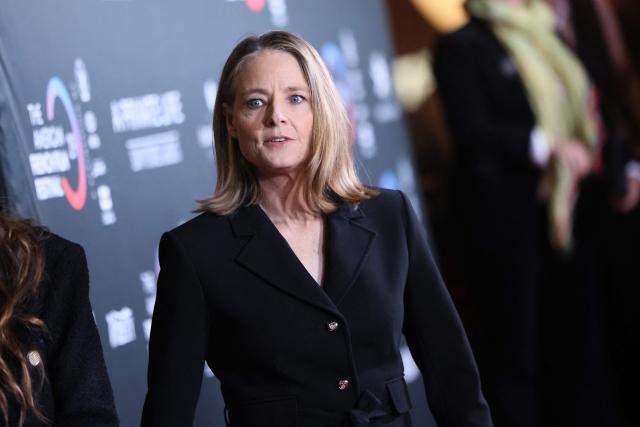 US actress Jodie Foster attends the premiere of their movie "A Private Life" on the opening night of The American French Film Festival (TAFFF) at the DGA Theater in Los Angeles, California on October 28, 2025. (Photo by Etienne Laurent / AFP)