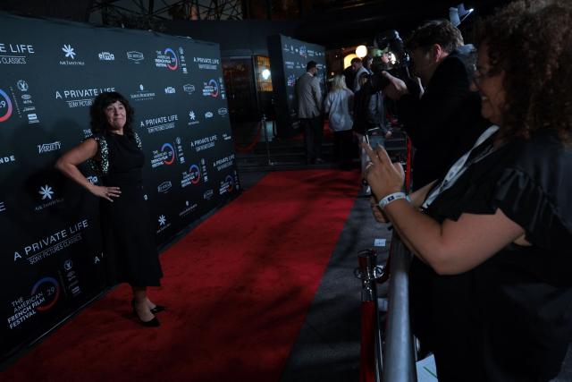 French director Romane Bohringer attends the premiere of "A Private Life" on the opening night of The American French Film Festival (TAFFF) at the DGA Theater in Los Angeles, California on October 28, 2025. (Photo by Etienne LAURENT / AFP)
