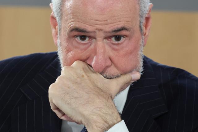 COP30 President-Designate, Andre Correa do Lago looks on during a round table session at the 8th Paris Peace Forum at the Palais Brongniart in Paris, on October 29, 2025. Over 300 participants including business, government and international organization leaders, academics and civil society members are meeting in Paris' Palais de Chaillot to discuss the issues of conflict resolution, climate and peace, marking the 10th anniversary of the Paris Agreement. (Photo by Ludovic MARIN / AFP)