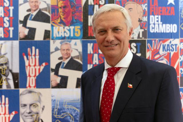 Chile's presidential candidate Jose Antonio Kast of the Republican Party poses for a portrait during a press conference to present his proposals on border protection and measures against illegal immigration, at his campaign headquarters in Santiago, on October 29, 2025. Chile will hold the presidential election on November 16, 2025. (Photo by Raul BRAVO / AFP)