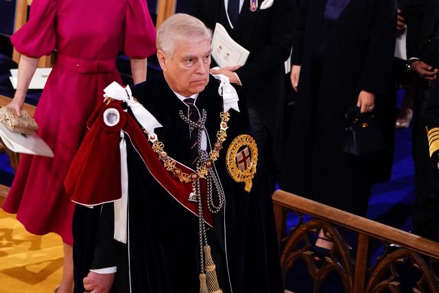 (FILES) Britain's Prince Andrew, Duke of York leaves after attending the coronations of Britain's King Charles III and Britain's Camilla, Queen Consort, at Westminster Abbey in central London on May 6, 2023. King Charles will strip his younger brother Andrew of his royal titles and long-term residence, the palace said in a statement on on October 30, 2025. "His Majesty has today initiated a formal process to remove the Style, Titles and Honours of Prince Andrew," it said. "Prince Andrew will now be known as Andrew Mountbatten Windsor," it said, adding that he would also move out of his long-time home on Windsor Castle's sprawling grounds. The announcement followed fresh outrage at accusations made against him by one of Jeffrey Epstein's main accusers, charges he has denied. (Photo by Yui Mok / POOL / AFP)