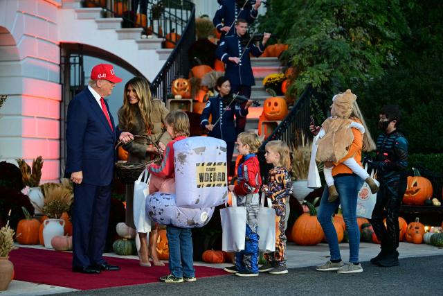 US President Donald Trump and US First Lady Melania Trump host a Halloween event at the White House in Washington, DC on OCtober 30, 2025. (Photo by Jim WATSON / AFP)