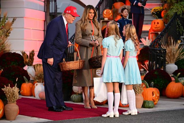US President Donald Trump and US First Lady Melania Trump host a Halloween event at the White House in Washington, DC on OCtober 30, 2025. (Photo by Jim WATSON / AFP)