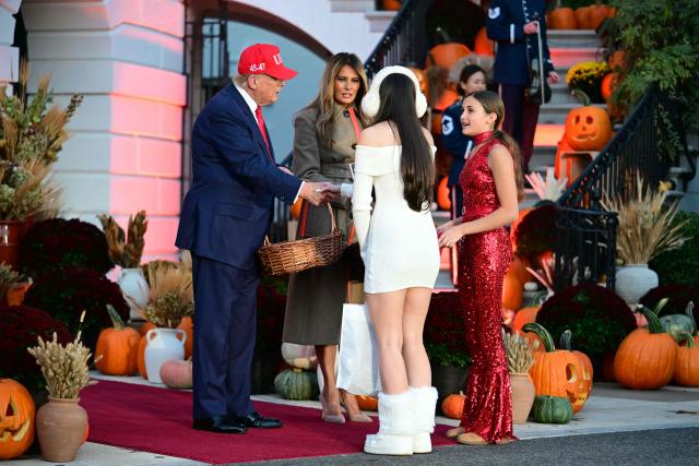 US President Donald Trump and US First Lady Melania Trump host a Halloween event at the White House in Washington, DC on OCtober 30, 2025. (Photo by Jim WATSON / AFP)