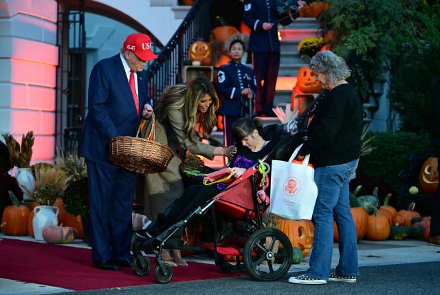 US President Donald Trump and First Lady Melania Trump host a Halloween event at the White House in Washington, DC on OCtober 30, 2025. (Photo by Jim WATSON / AFP)