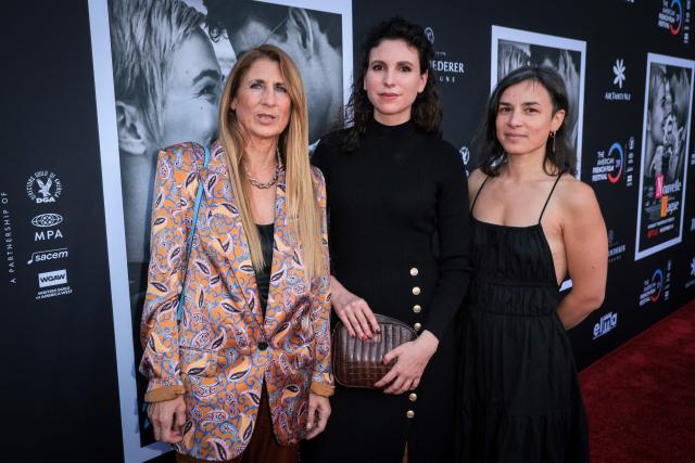 French producer Claire Franzoni, composer Delphine Malaussena, actress and director Helene Merlin attend the premiere of Netflix’s "Nouvelle Vague" during The American French Film Festival (TAFFF) at the Directors Guild of America (DGA) Theater in Los Angeles on October 30, 2025. The 29th edition of The American French Film Festival takes place at the Directors Guild of America (DGA) from October 28 to November 3. (Photo by ETIENNE LAURENT / AFP)