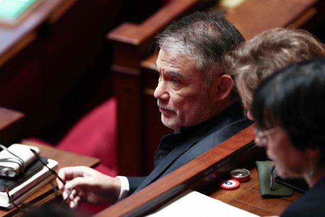 Socialistes et Apparentes' MP Olivier Faure looks on during a parliamentary debate on the 2026 budget at The National Assembly, France's lower house parliament, in Paris on October 31, 2025. (Photo by Thibaud MORITZ / AFP)