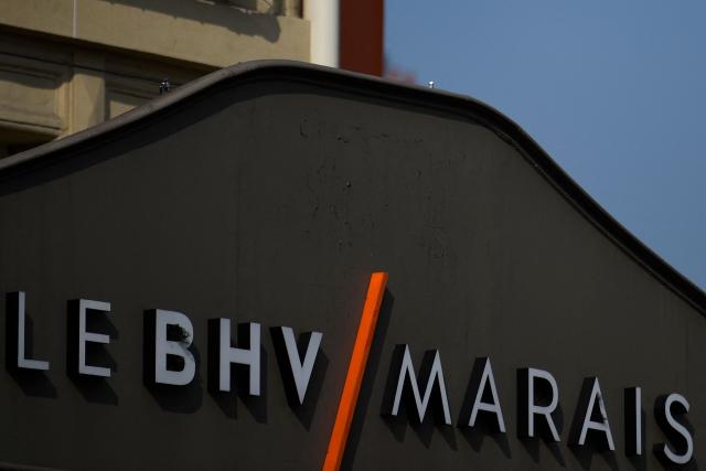 (FILES) This photograph taken on March 18, 2016 in Paris, shows the logo of the BHV Marais store. The Asian fast-fashion giant Shein, criticized for its practices, will open its very first permanent physical store on October 31, 2025 at the BHV in Paris, the Société des Grands Magasins (SGM), owner of the BHV, announced on Instagram on October 31, 2025. (Photo by MARTIN BUREAU / AFP)
