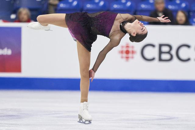 Lara Naki Gutmann of Italy skates her short program in the women's competition during the ISU Grand Prix of Figure Skating 2025 Skate Canada International at the SaskTel Centre in Saskatoon, Saskatchewan, Canada on October 31, 2025. (Photo by Geoff Robins / AFP)