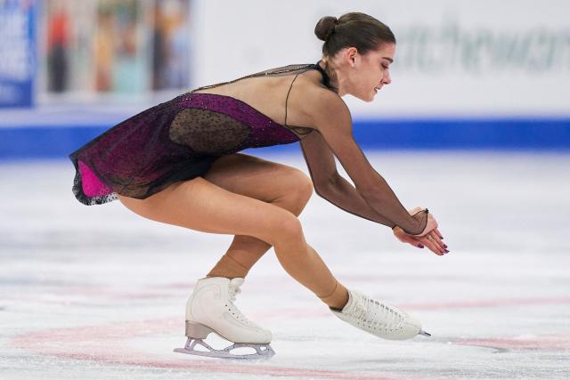 Lara Naki Gutmann of Italy skates her short program in the women's competition during the ISU Grand Prix of Figure Skating 2025 Skate Canada International at the SaskTel Centre in Saskatoon, Saskatchewan, Canada on October 31, 2025. (Photo by Geoff Robins / AFP)
