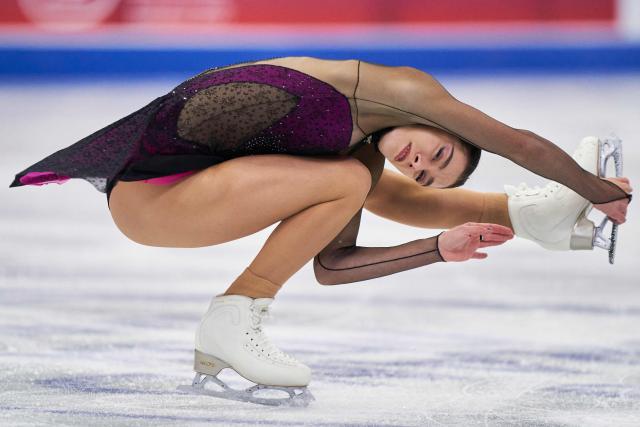 Lara Naki Gutmann of Italy skates her short program in the women's competition during the ISU Grand Prix of Figure Skating 2025 Skate Canada International at the SaskTel Centre in Saskatoon, Saskatchewan, Canada on October 31, 2025. (Photo by Geoff Robins / AFP)