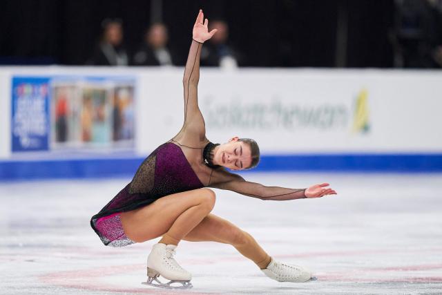 Lara Naki Gutmann of Italy skates her short program in the women's competition during the ISU Grand Prix of Figure Skating 2025 Skate Canada International at the SaskTel Centre in Saskatoon, Saskatchewan, Canada on October 31, 2025. (Photo by Geoff Robins / AFP)