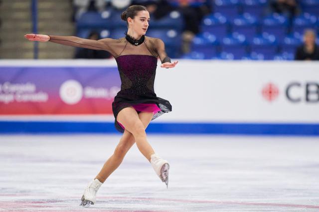Lara Naki Gutmann of Italy skates her short program in the women's competition during the ISU Grand Prix of Figure Skating 2025 Skate Canada International at the SaskTel Centre in Saskatoon, Saskatchewan, Canada on October 31, 2025. (Photo by Geoff Robins / AFP)
