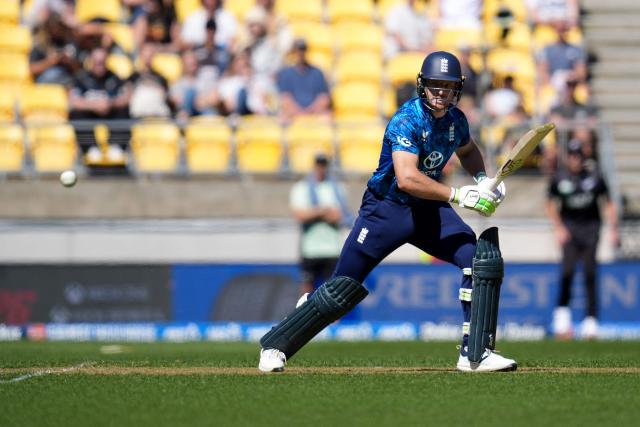 England Jos Buttler plays a shot during the 3rd ODI cricket match between New Zealand and England at Sky Stadium in Wellington on November 1, 2025. (Photo by Marty MELVILLE / AFP)