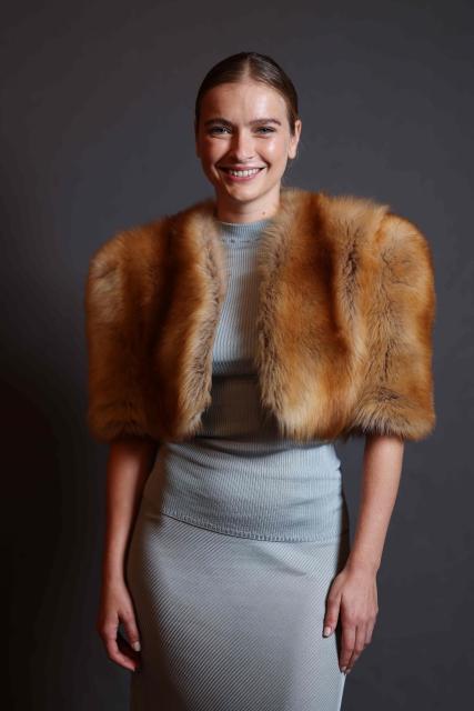 French actress Camille Razat poses as he attends The American French Film Festival (TAFFF) at the Directors Guild of America (DGA) Theater in Los Angeles on October 31, 2025. The 29th edition of The American French Film Festival takes place at the Directors Guild of America (DGA) from October 28 to November 3. (Photo by VALERIE MACON / AFP)