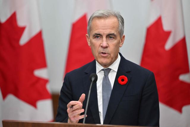 Canada's Prime Minister Mark Carney speaks during a press conference after the 2025 Asia-Pacific Economic Cooperation (APEC) Economic Leaders' Meeting in Gyeongju on November 1, 2025. (Photo by JUNG Yeon-je / AFP)