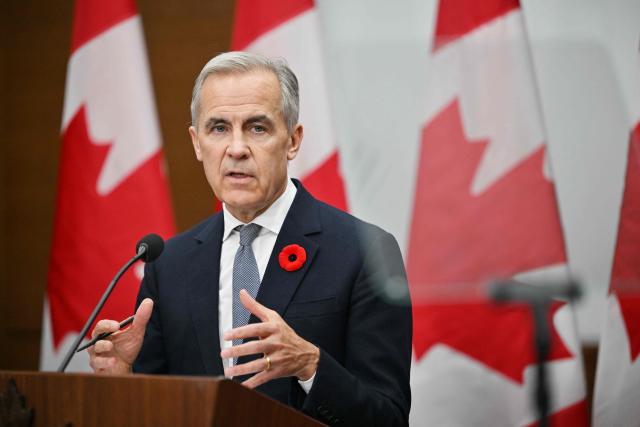 Canada's Prime Minister Mark Carney speaks during a press conference after the 2025 Asia-Pacific Economic Cooperation (APEC) Economic Leaders' Meeting in Gyeongju on November 1, 2025. (Photo by JUNG Yeon-je / AFP)