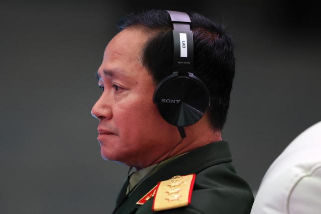 Laos' Defence Minister Khamlieng Outhakaisone looks on during the ASEAN-Japan Defence Ministers' Informal Meeting at the Association of Southeast Asian Nations (ASEAN) Defence Ministers' Meeting in Kuala Lumpur on November 1, 2025. (Photo by FAZRY ISMAIL / POOL / AFP)