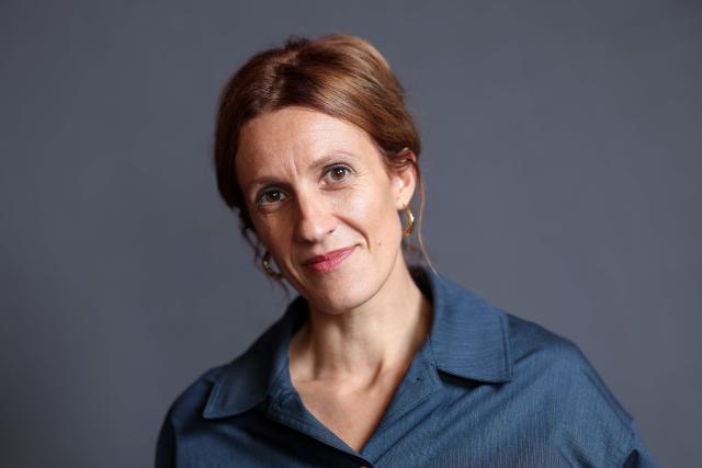 French director Pauline Loques poses as she attends The American French Film Festival (TAFFF) at the Directors Guild of America (DGA) Theater in Los Angeles on November 1, 2025. The 29th edition of The American French Film Festival takes place at the Directors Guild of America (DGA) from October 28 to November 3. (Photo by VALERIE MACON / AFP)
