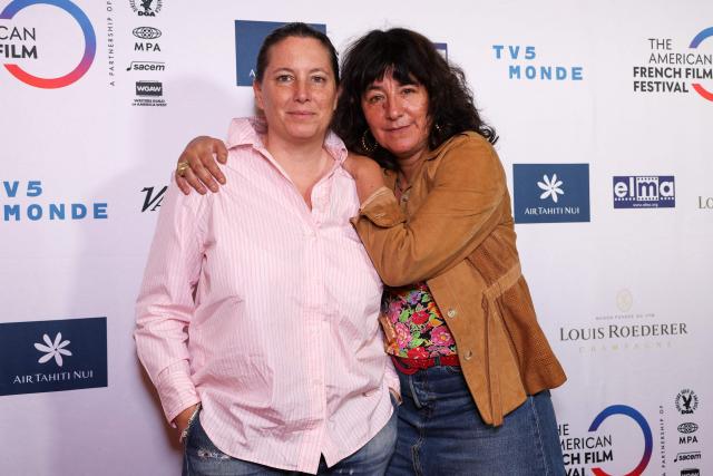 TAFFF deputy director Anouchka Van Riel (L) and French director/actress Romane Bohringer attend The American French Film Festival (TAFFF) at the Directors Guild of America (DGA) Theater in Los Angeles on November 1, 2025. The 29th edition of The American French Film Festival takes place at the Directors Guild of America (DGA) from October 28 to November 3. (Photo by VALERIE MACON / AFP)