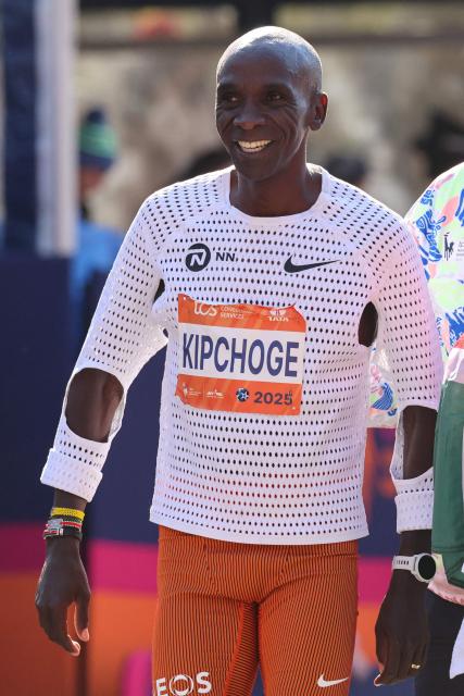 Eliud Kipchoge of Kenya walks away after competing in the New York marathon in New York on November 2, 2025. (Photo by CHARLY TRIBALLEAU / AFP)