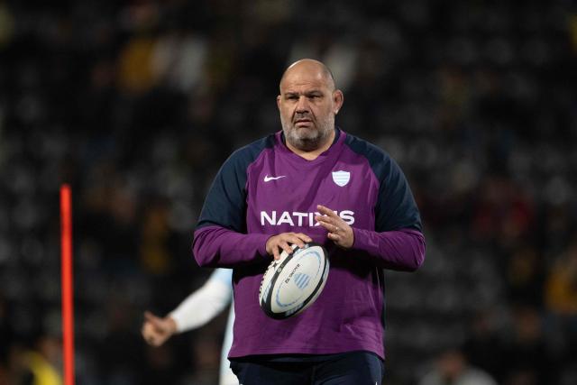 Racing's French head coach Patrice Collazo looks on during the French Top14 rugby union match between Stade Rochelais (La Rochelle) and Racing 92 at The Marcel-Deflandre Stadium in La Rochelle, western France on November 2, 2025. (Photo by XAVIER LEOTY / AFP)